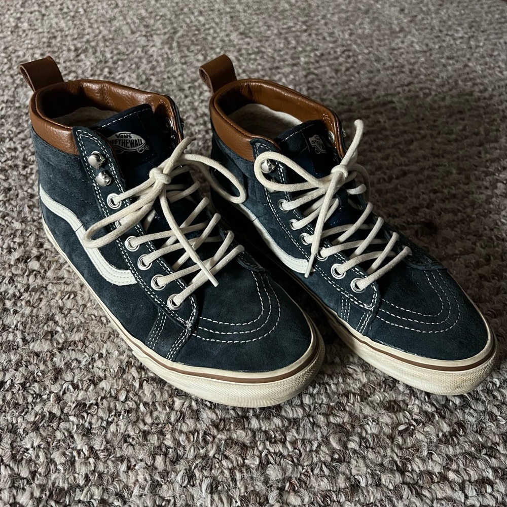 Vans High-Top Sneakers in Navy and Brown